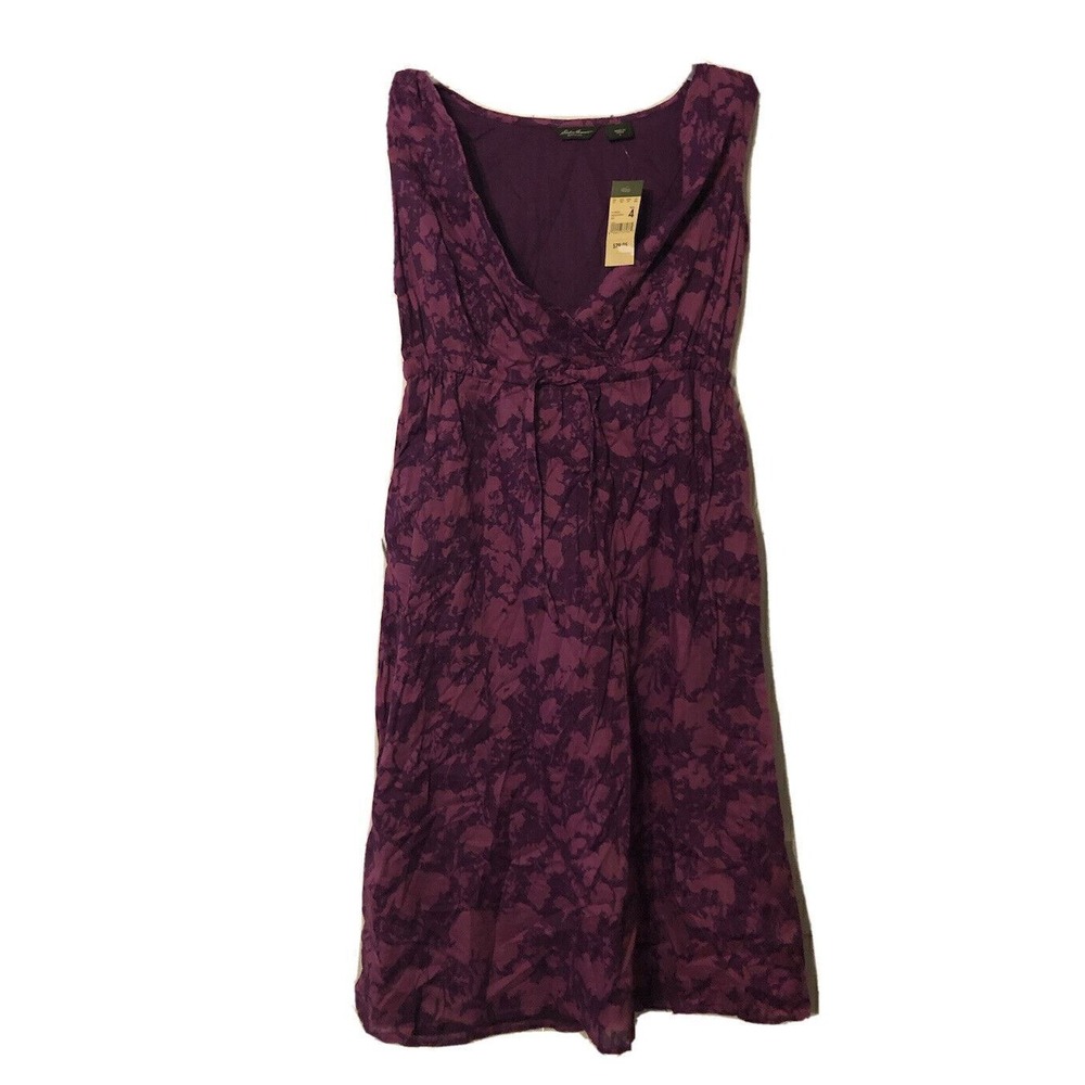 Eddie BAuer Dress Womens Size 4 Iris Floral Sleeveless Athleisure Casual New